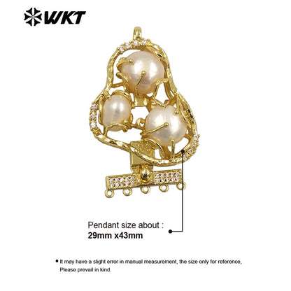 WT-JP400 Gorgeous Handmade Triple Natural Freshwater Pearl Jewelry Conector for Necklace Design