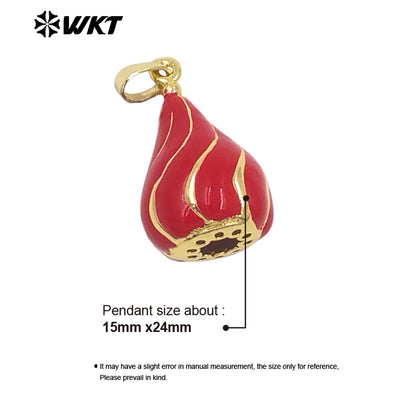 JFE153 Wholesale Exquisite Tiny Jewelry Finding Gold Plated Charm Pendant Yellow Brass With Drop Oil For Women Necklace DIY