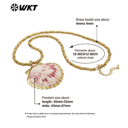 WT-JN341 Fashion Beach Vacation Style 18K Gold Plated Natural Scallop Shell Pendant Necklace For Women Beautiful Gifts