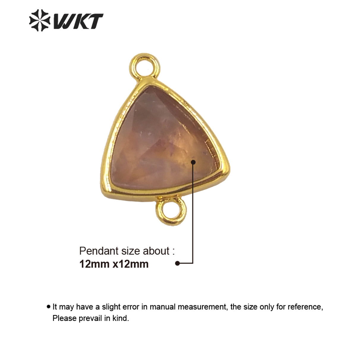 WT-C309 Wholesale Fashion Gold Bezel Stone Connectors Small Size Gemstone Triangle Jewelry Findings Connectors for Bracelets