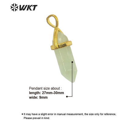 WT-P1864 Trendy Hot Spirit Quartz Double Point Bullet Pendant Gold Cap Natural Gemstone Hexagon Stone Jewelry Pendant