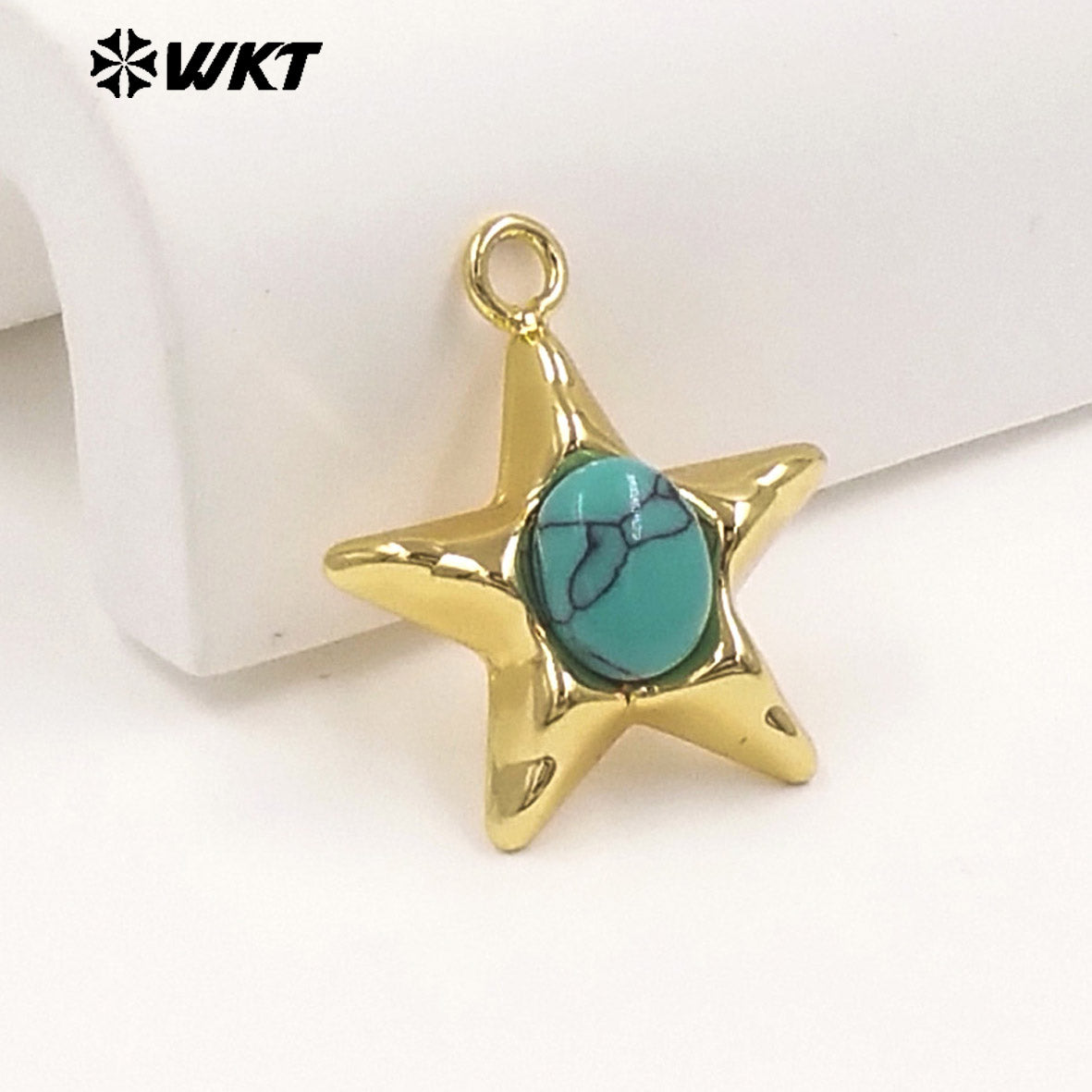 WT-P2133 Wonderful Design Gold Electroplated Natural Gemstones Star Shape Tiny Pendants For Friend Jewelry Gift DIY Making