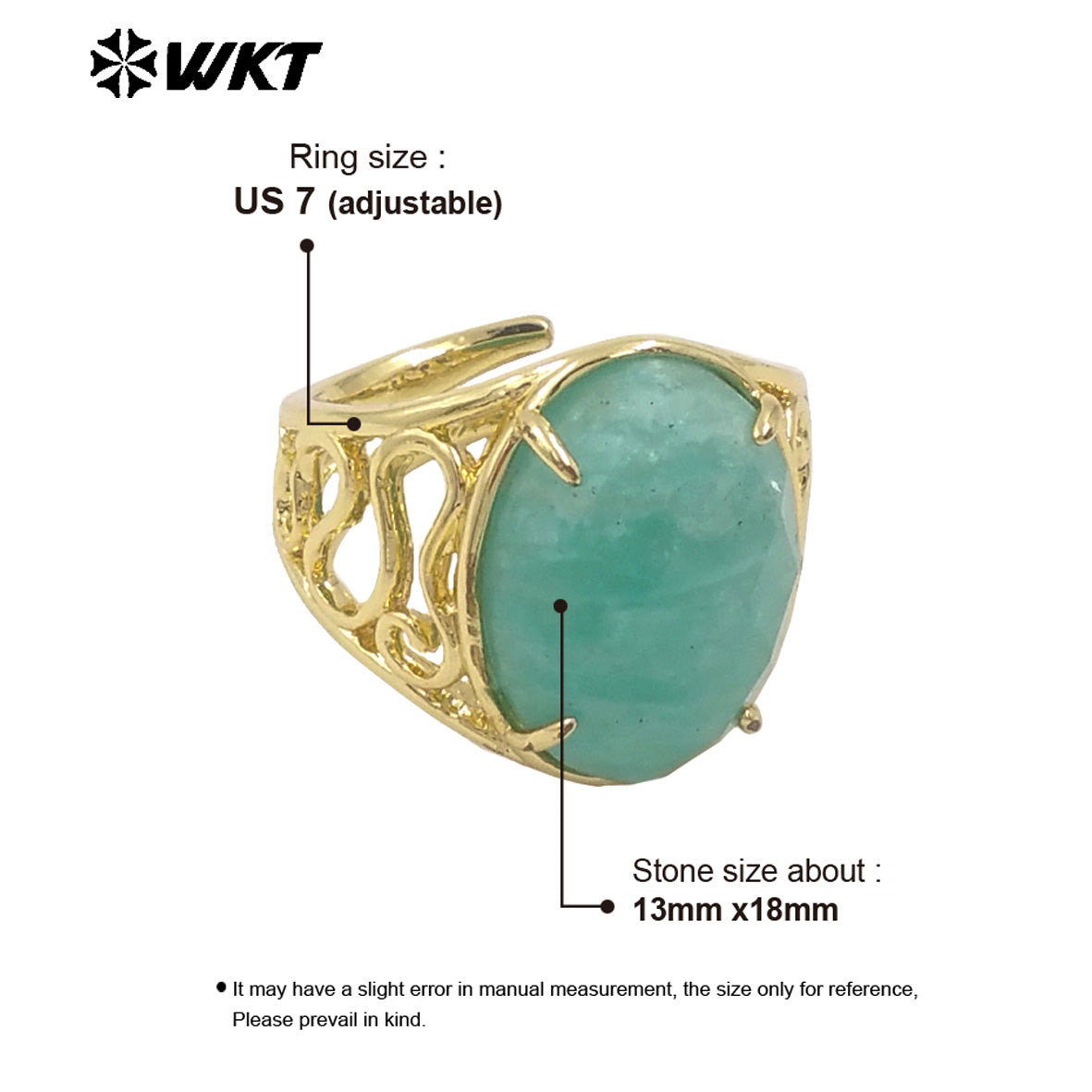 WT-R527 WKT New Design Natural Oval Faceted Gemstone With Clawing Setting Sun Stone Women Cocktail Ring