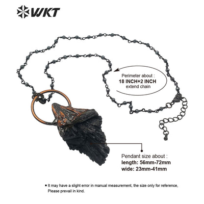 WT-N1215 Natural Black Tourmaline Necklace in Antique Copper Electroplated Popular Lady Jewelry Black Tourmaline Necklace