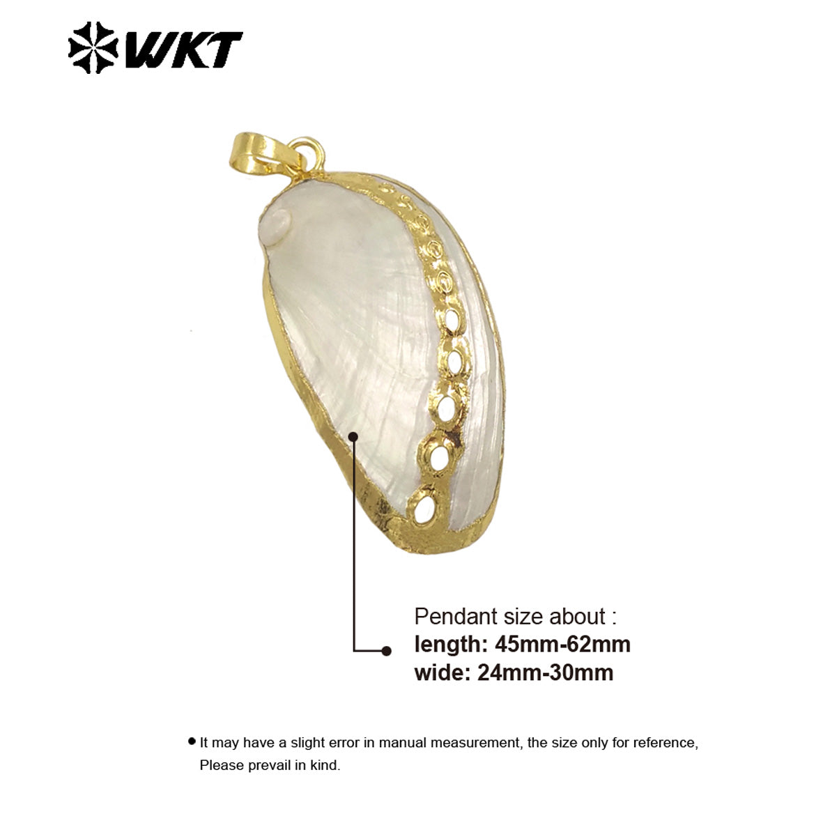 WT-JP392 Wholesale New Unique Design 18K Gold Plated Hollowed-Out New Zeland White Shell Pendant for Women Fashion Jewelry