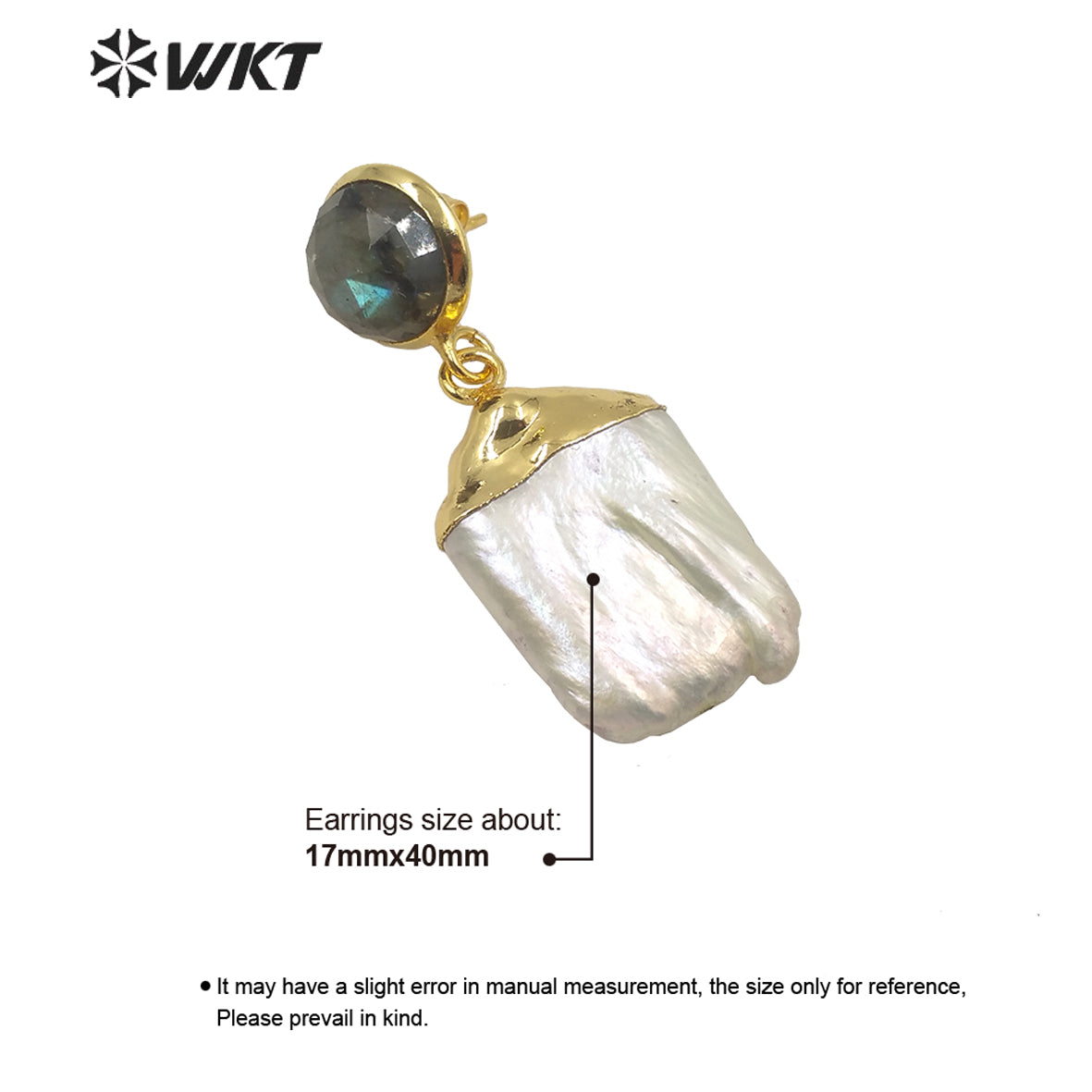 WT-MPE006 Wholesale Natural Pearl With Labradorite Stone Earring Fashion Lady Pearl Earring Charming Labradorite Earring