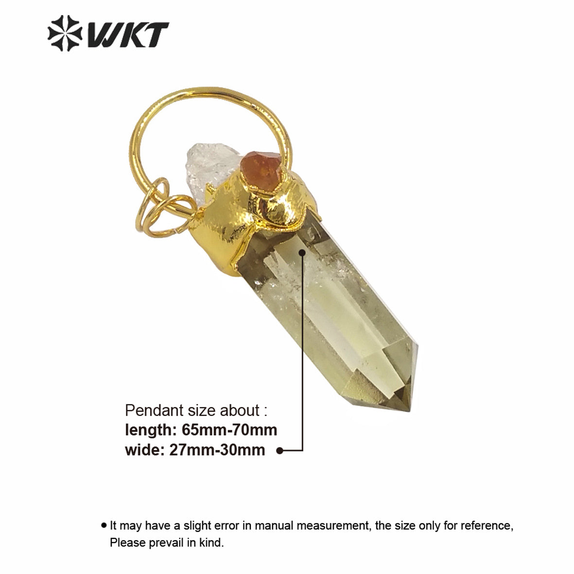 WT-P1581 Wholesale Gold Electroplated Yellow Citrine Quartz Point Pendant Women Fashion Gold Yellow Citrine Stone Pendants
