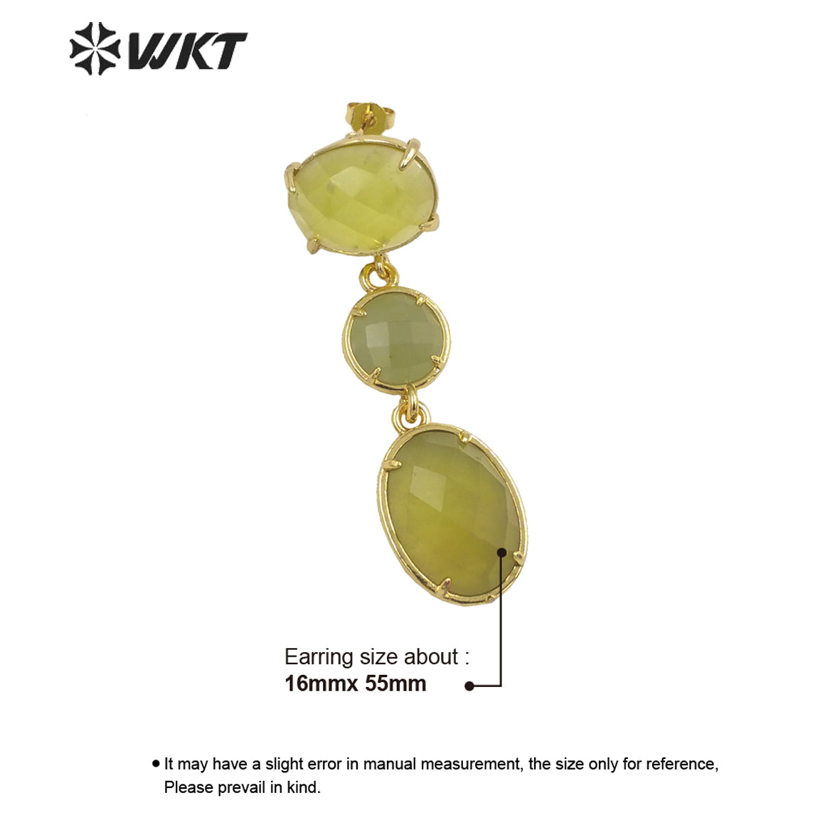 WT-E690 Amazing Gorgeous Fashion Triple Stone Earrings Precious 18k Real Gold Plated Resist Tarnish Prong Setting Dangle Studs