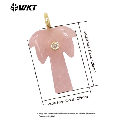 WT-P2109 Exquisite Design Zircon And Natural Gemstones Carved Coconut Trees Shape Pendants As Women Fashion Jewelry Accessory