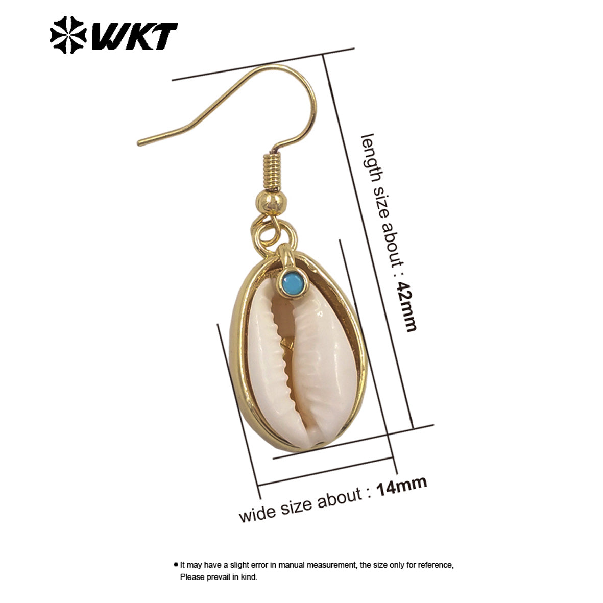 WT-MPE178 Beautiful Bohemia Style Gold Plated Natural Cowrie Shell With Little Stone Earrings For Women Vacation Wear Jewelry
