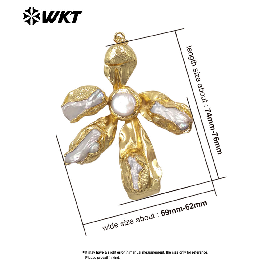 WT-JP453 Delicate Design 18K Gold Plated Natural Freshwater Pearl Windmill Shape Lovely Pendants As Necklace Findings
