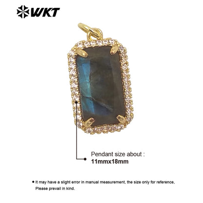 WT-P1973 Wholesale Fashion Gold Plated Cubic Zircon With Prong Setting Long Square Sun Stone Lady Jewelry Pendants