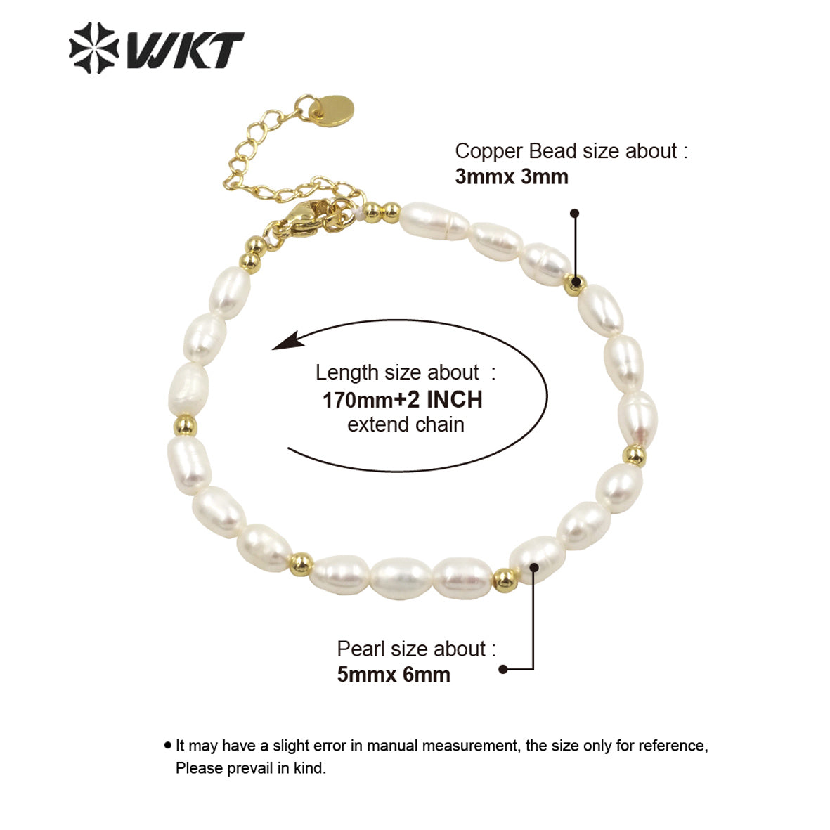WT-MPB070 Wholesale New Design Precious Rice Shape Real Freshwater Pearl Bracelet with Extend Chain Women Bracelet for Wedding