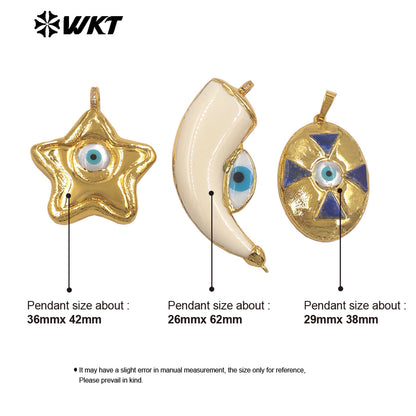 WT-JP451 Peculiar Wholesale Gold Plated Natural Shell Eye Star And Egg Design Charm Pendants As Halloween Gift Making Findings