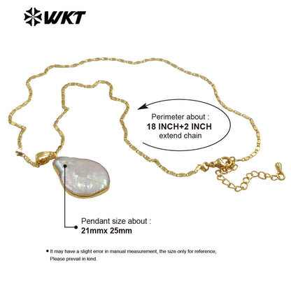 WT-JN347 Simple Style Gold Electroplated Tiny Chain Natural Freshwater Pearl Women Necklace For Daily Wearing Jewelry