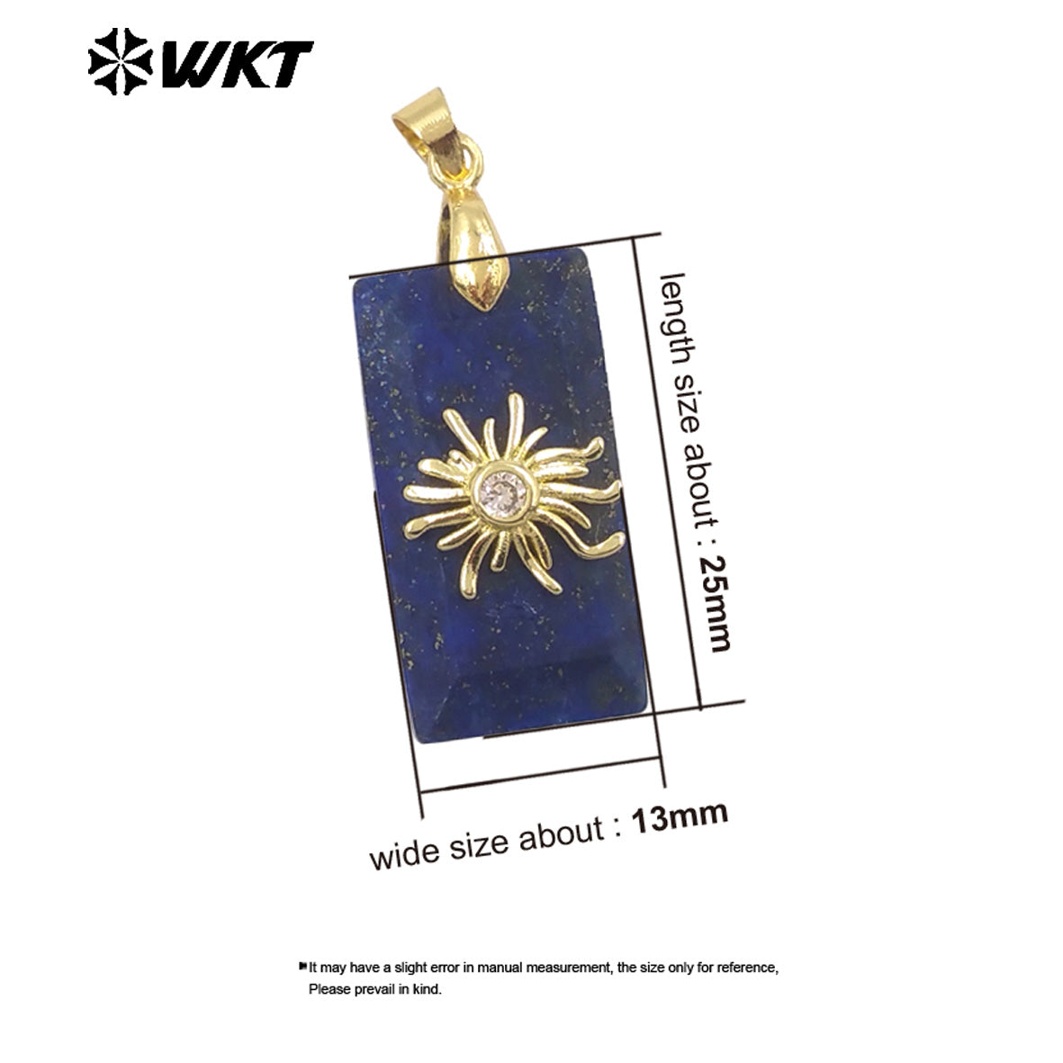 WT-P2068 Wholesale Gold Electroplated Sun Zircon And Natural Gemstones Rectangle Pendants As Handmade Jewelry Accessory