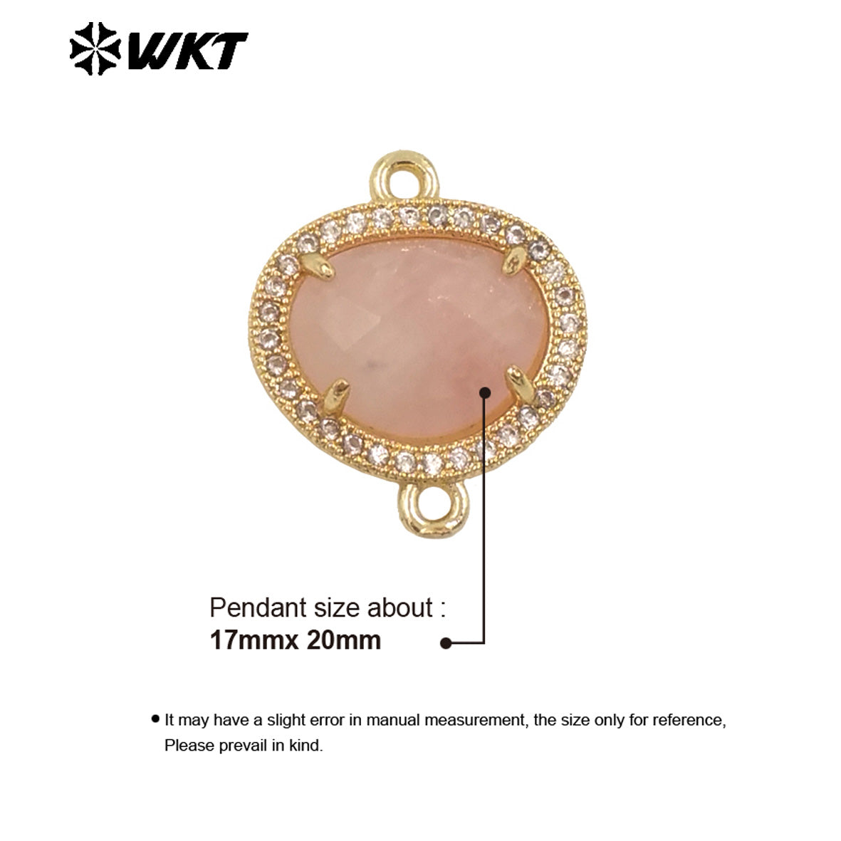 WT-C335 High Quality Wholesale Small Zircon Round MultiVariety Natural Gemstone Necklace Pendant Connector Double Hoop for Women