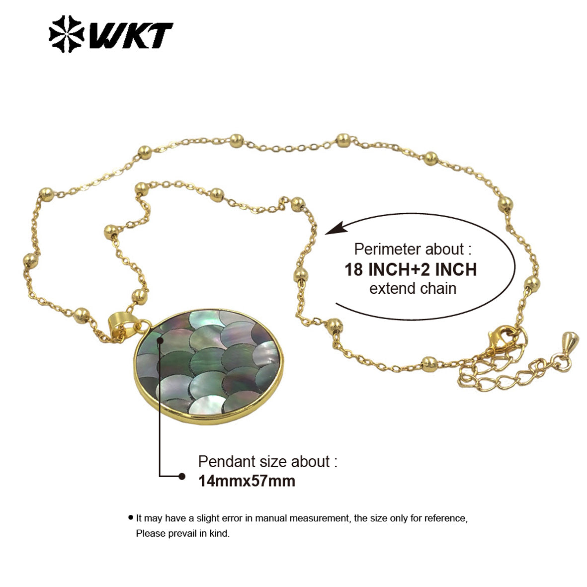 WT-JN312 Natural 18K Gold Plated Penguin Shell Necklace Special Design Round Shape Causal Style Fashion Women Jewelry Wholesale