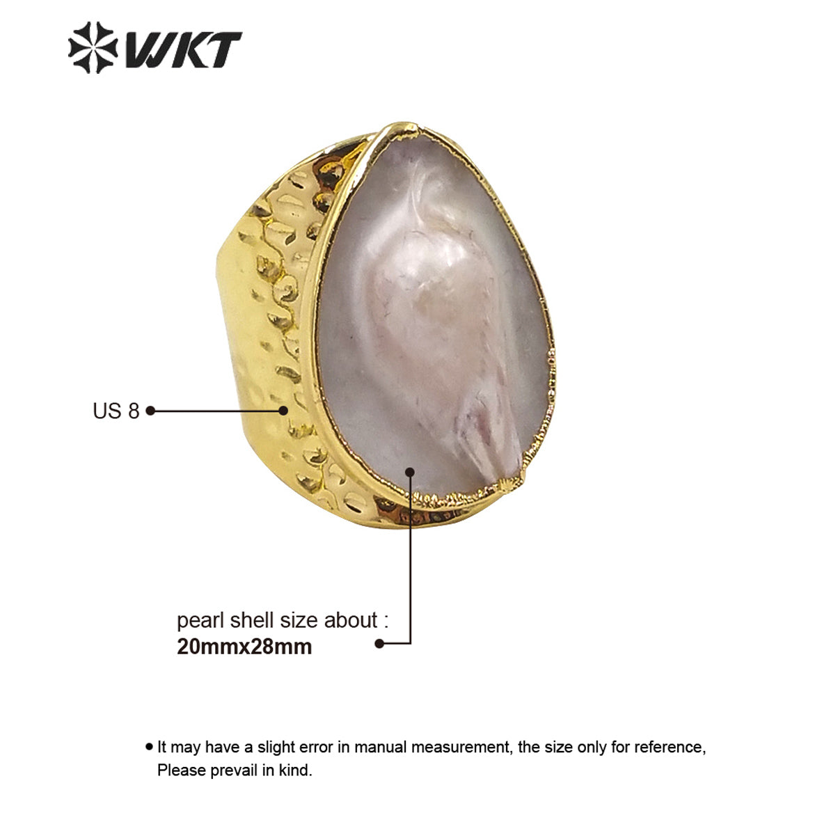 WT-R345 Wholesale Hot Selling Natural Mother of Pearl Ring Pearl Shell Ring Fashion 2020 Charm Jewelry Pearl Ring