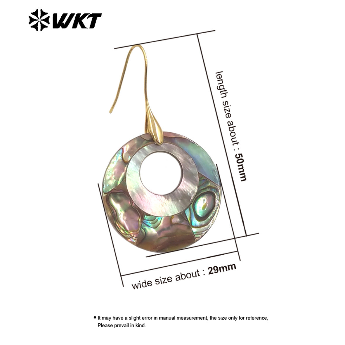 WT-MPE163 Wholesale Boutique Natural Abalone Shell With Round Hole Gold Color Earrings For Women Casual Style Matching