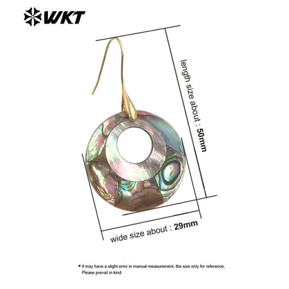 WT-MPE163 Wholesale Boutique Natural Abalone Shell With Round Hole Gold Color Earrings For Women Casual Style Matching