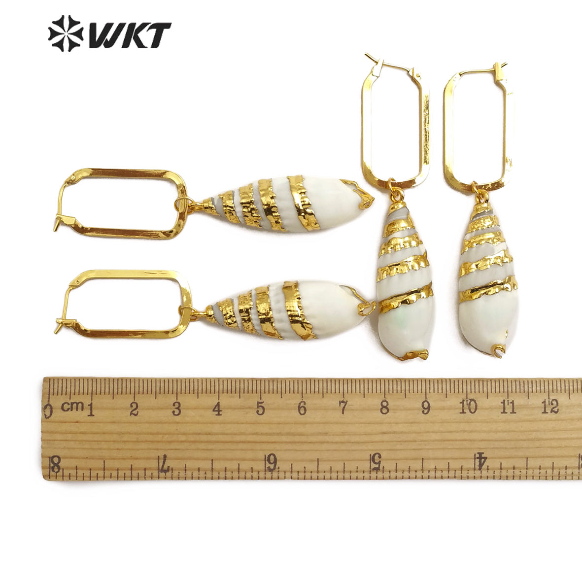 WT-E566 New Fashion Jewelry Long Earring Trumpet Shell Earring Spiral Gold Plated Earrings Elegant Lady Jewelry
