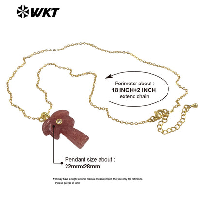 WT-N1534 Amazing Various Natural Gemstones Carved Coconut Trees Shape Charms Gold Necklaces For Women Fashionable Jewelry