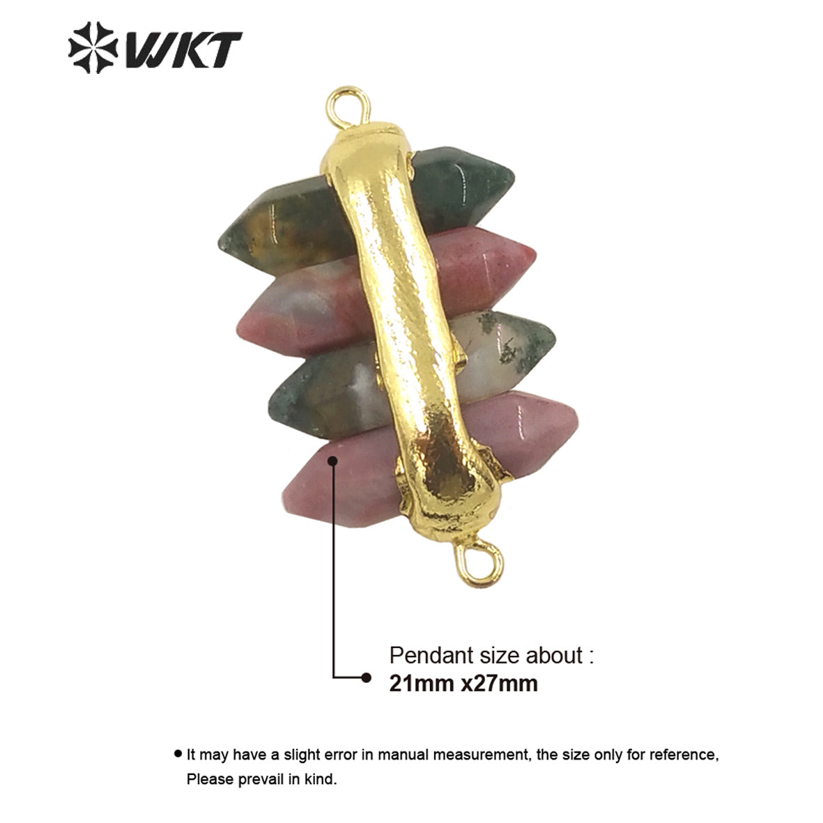 WT-C325 Amazing 4 Crystal Quartz Point With Double Loops Energey Gemstone Connectors Women Jewelry for Bracelet Make
