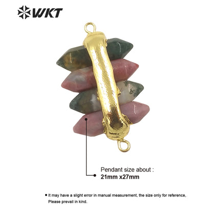 WT-C325 Amazing 4 Crystal Quartz Point With Double Loops Energey Gemstone Connectors Women Jewelry for Bracelet Make