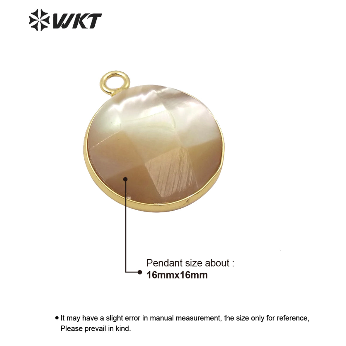 WT-JP182 Hot Sales Round Bezel Setting Shell Pendant 18k Gold Plated Stylish Women Charm Jewelry Natural Gold Shell Pendant