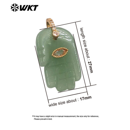 WT-P2040 New Fashion Cute Natural Stone And Zircon Hand Shape Little Pendants As Lady Earrings DIY Jewelry Accessories