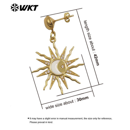 WT-ME118 Amazing Fashion Elegant Big Long Dangle Sun and Moon Star Earrings for Women