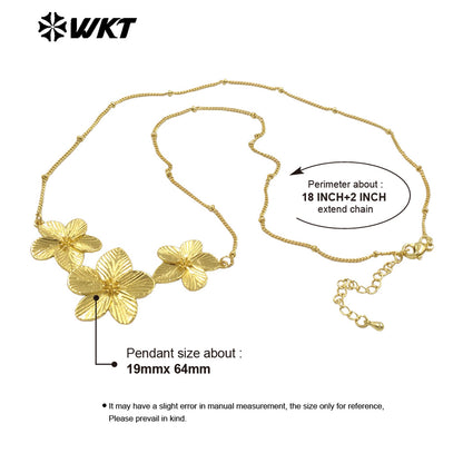 WT-N1479 Wholesale Latest Models Elegant High Quality 18K Gold Plated Three Flower Necklace for Women As Anniversary Gifts