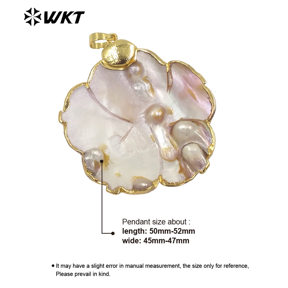 WT-JP291 High Quality Pendant Cute Petite Petal Shape Natural Pearl 18k Gold Plated Pendant Women Gift Pearl Pendant
