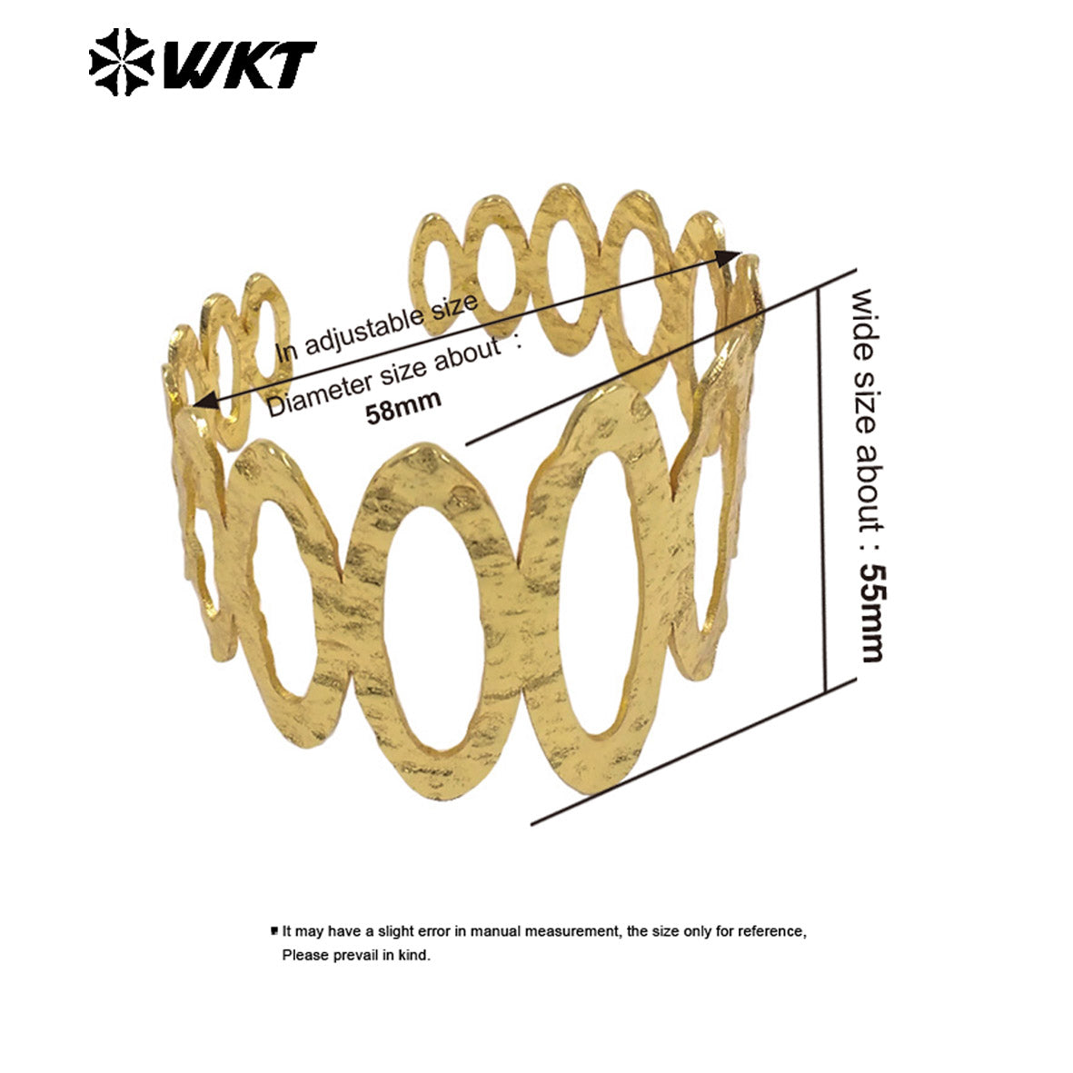 WT-B714 Exclusive Gold Plated Big And Small Oval Shape Yellow Brass Metal Bangle Adjustable Size For Female Fashion Jewelry