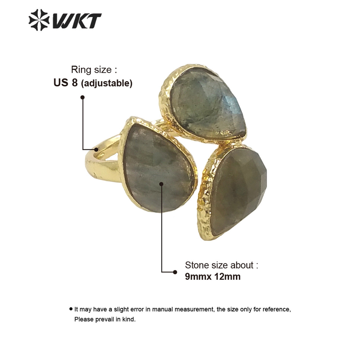 WT-R492 WKT Fashion Design Drop Shaped Gift for Women Colorful High Quality Gorgeous Natural Gemstone Stone Ring