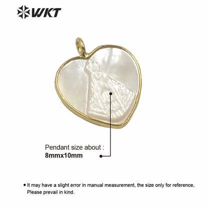 WT-JP233 WKT New Design Populared Hot Religious Mary Pendant Gold Bezel Setting Angel White Madonna Pendant Virgin Mary Pendants