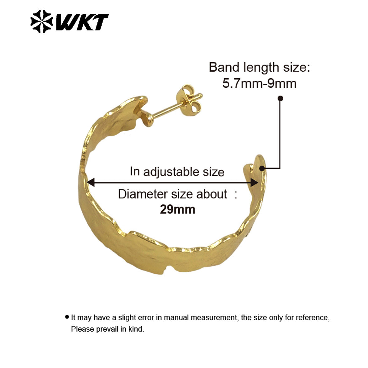 WT-E709 WKT 18k Real Gold Plated Resist Tarnishable Women Vehicle Style Big Metal Simple Earrings Gold C Earrings
