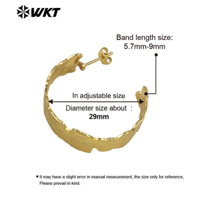 WT-E709 WKT 18k Real Gold Plated Resist Tarnishable Women Vehicle Style Big Metal Simple Earrings Gold C Earrings