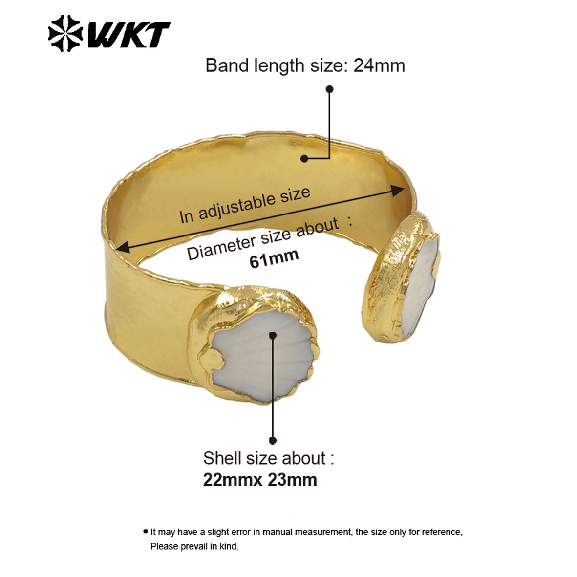 MPB130 Wholesale Amazing Hand Carved 18K Gold Plated Natural White Shell Adjustable Size Bangles For Women Fashion Jewelry Gift