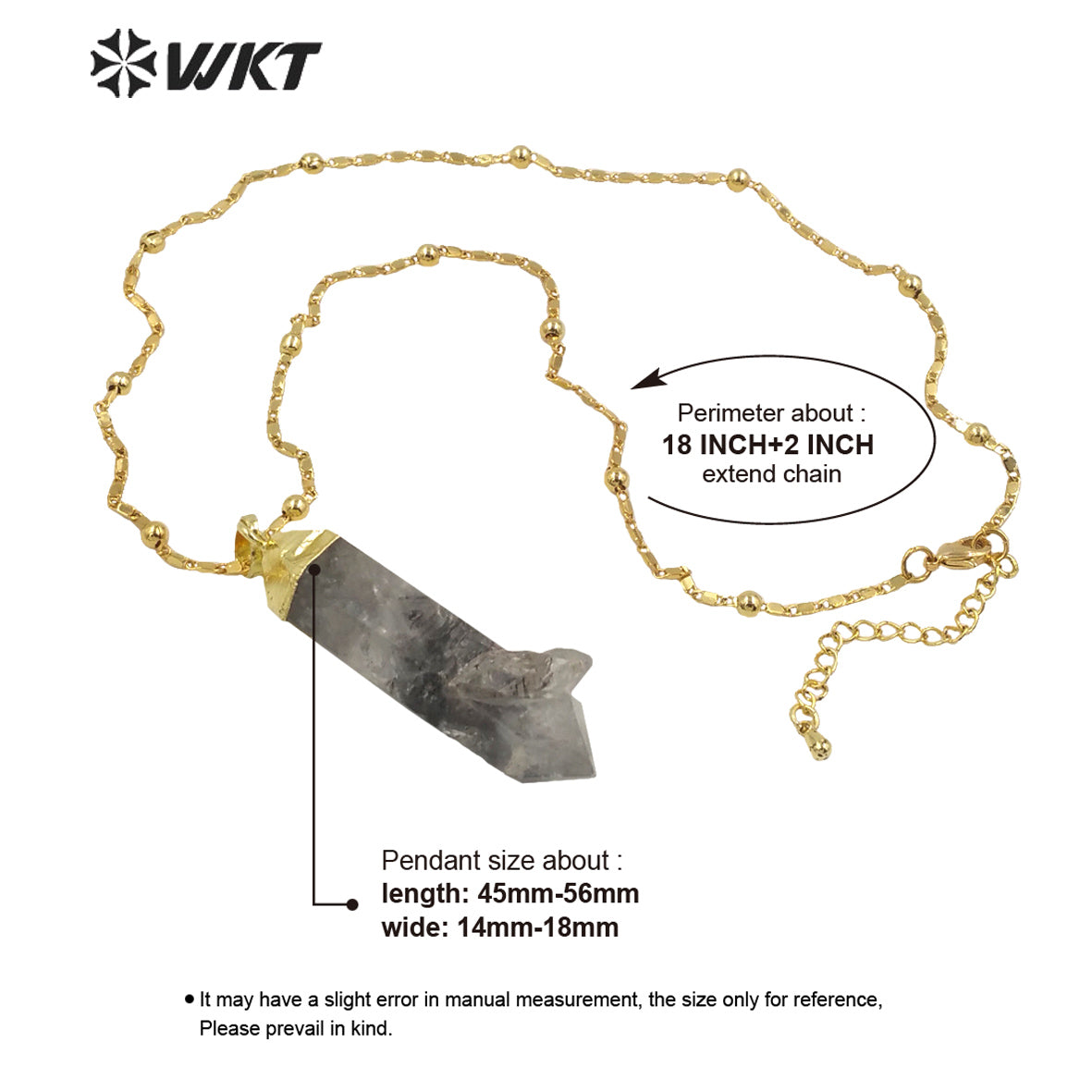 WT-N1343 WKT 2022 Unique Natural Stone Healing Crystal Necklace Irregular Crystal Pendant Gold Chain Women Favorite Necklace
