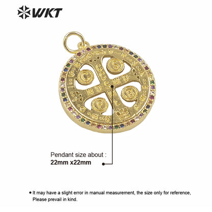 WT-MP159 New Wholesale New Gold Electroplated Jesus Cross Pendant Hot Sales Populared Christian Image Jewelry Pendant for Women