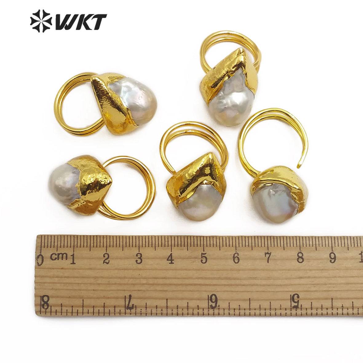 WT-R338 New Design Jewelry Natural Freshwater Baroque Pearl Ring With 18k Gold Plated Fashionable Pearl Women Ring in Adjustable