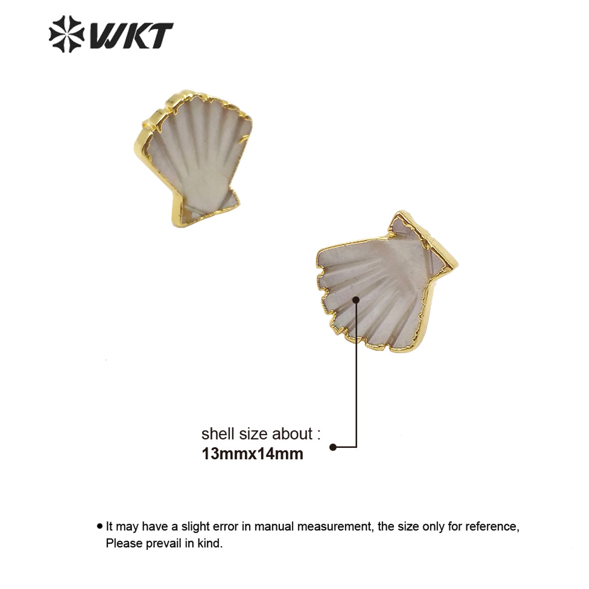 WT-E603 New Exclusive Design Fashion Gold Trim Sector Shell Studs Boho Style Charm Jewelry Natural Shell Studs