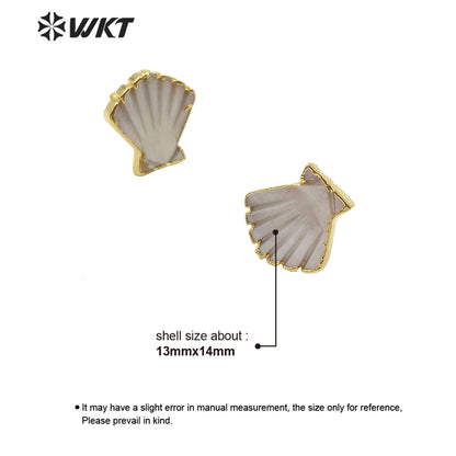 WT-E603 New Exclusive Design Fashion Gold Trim Sector Shell Studs Boho Style Charm Jewelry Natural Shell Studs
