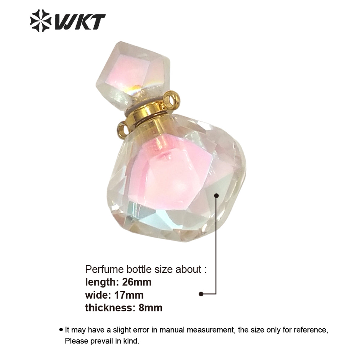 WT-P1674 Amazing Newest Fashion Faceted Cut Angel Aura Quartz Perfume Bottle Pendant for Necklace