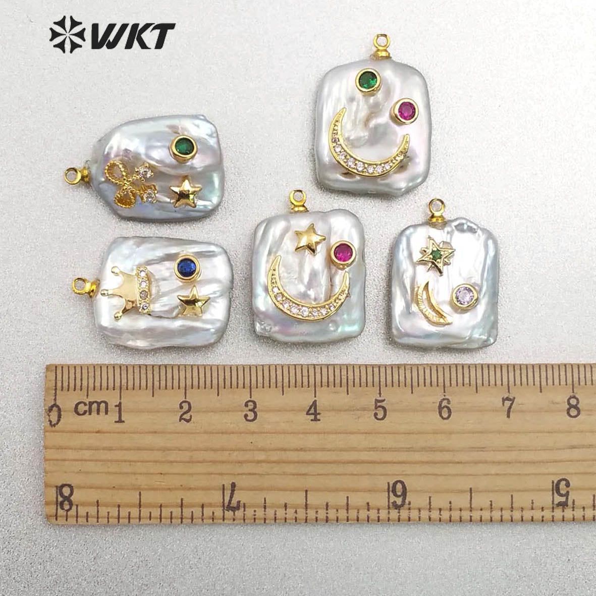 MP136 Natural Freshwater Pearl Pendant With Diversified Patterns Rectangular Pendant CZ Micro Pave Women Fashion Pearl Pendant