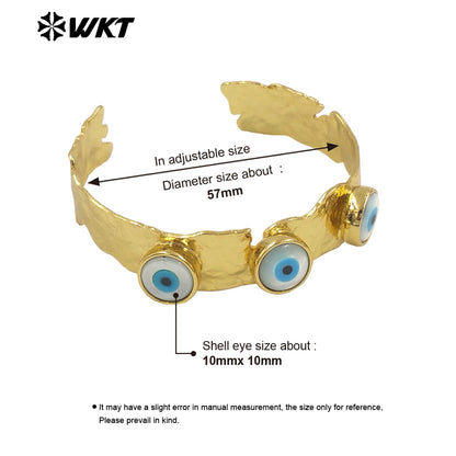 MPB108 WKT New Designer 18K Real Gold Plated Resist Tarnishable Triple 3 Round Turkey Shell Eye Bangle Lovely Jewelry