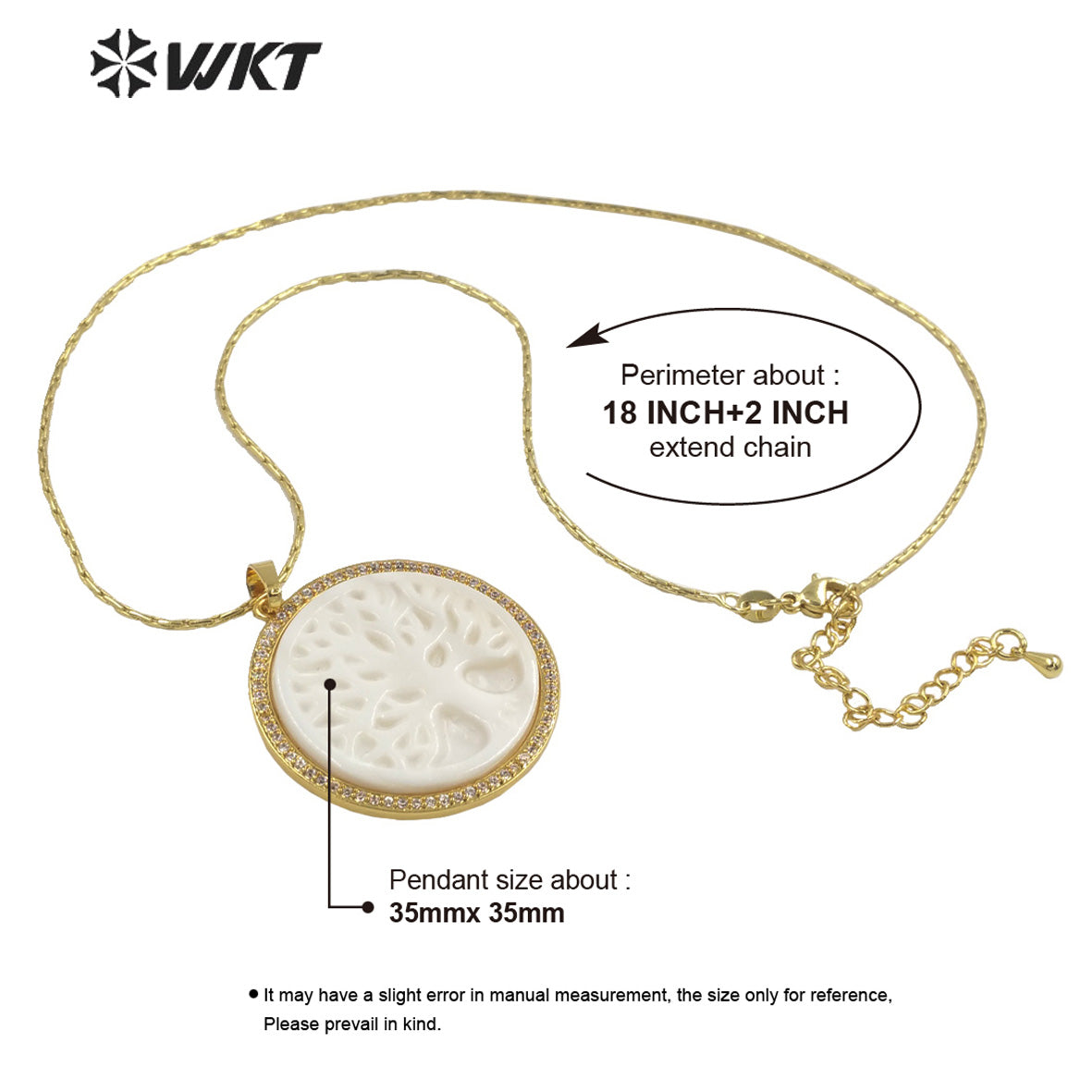 WT-MN981 New 16 Inch Micropaved Natural Shell & Zircon Chain Necklace for Lady Tiny Prong Setting Necklace