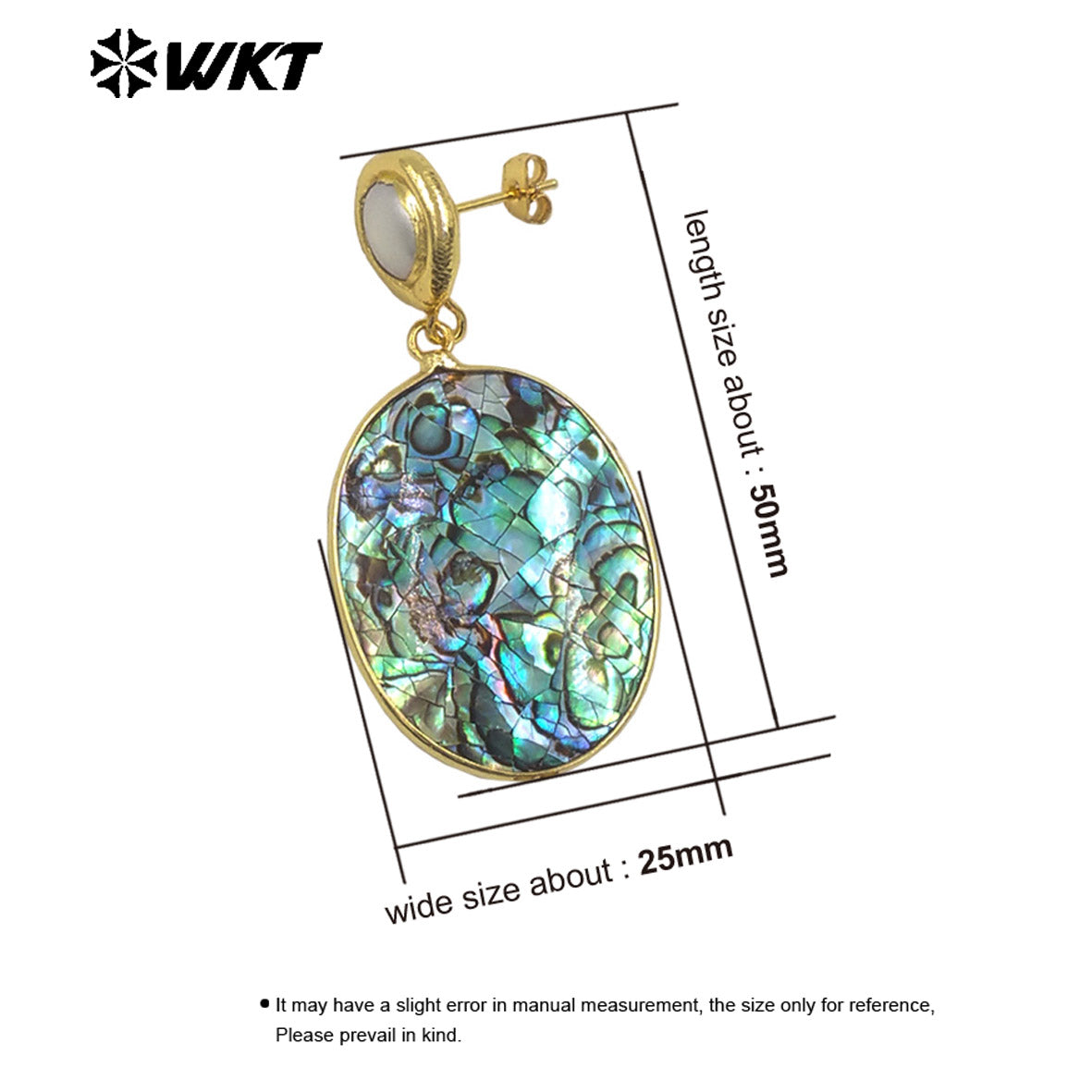 WT-MPE148 High Quality Natural Abalone Shell Pearl Earrings With Gold Plated Women Causal Style for Special Birthday Gift